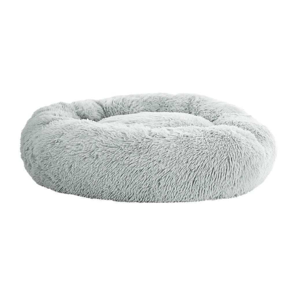 i.Pet Pet Bed Dog Cat 90cm Large Calming Soft Plush Light Grey - Harrogates