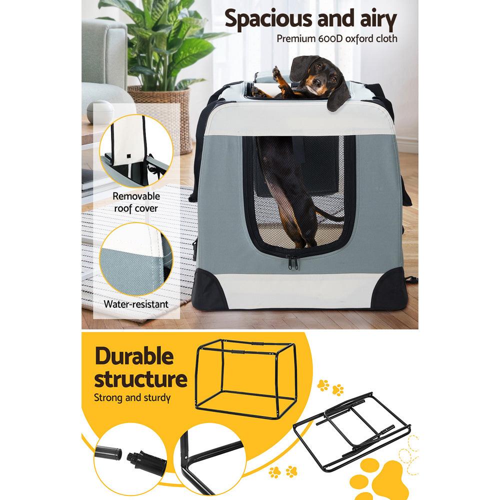 i.Pet Pet Carrier Soft Crate Dog Cat Travel 90x61CM Portable Foldable Car 2XL - Harrogates