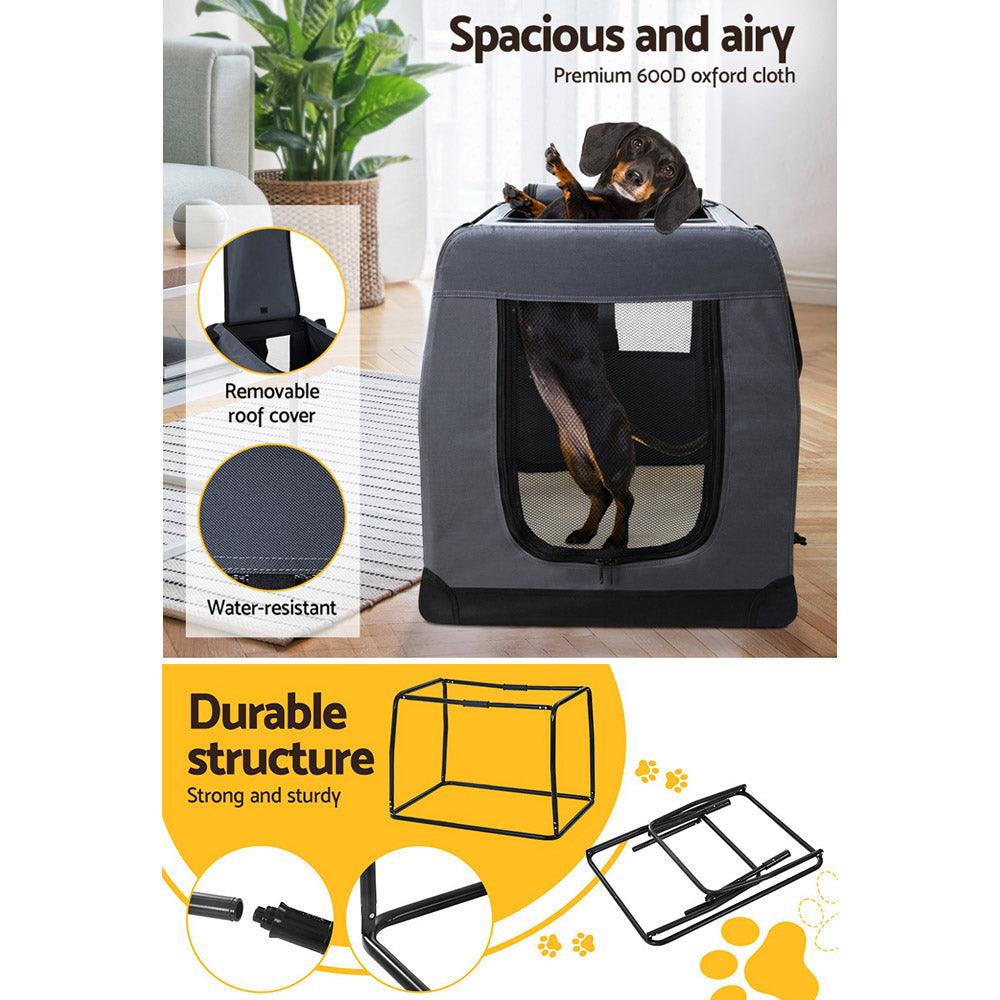 i.Pet Pet Carrier Soft Crate Dog Cat Travel 60x42CM Portable Foldable Car M - Harrogates