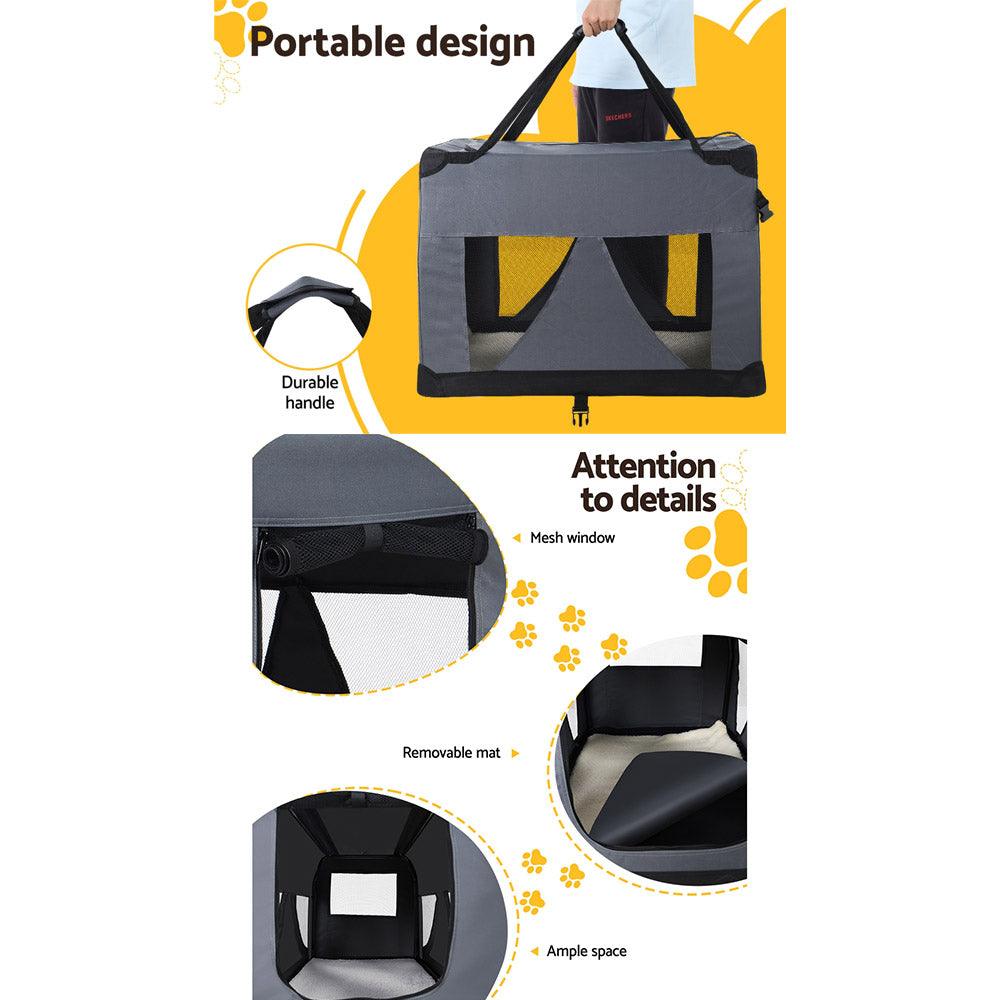 i.Pet Pet Carrier Soft Crate Dog Cat Travel 60x42CM Portable Foldable Car M - Harrogates