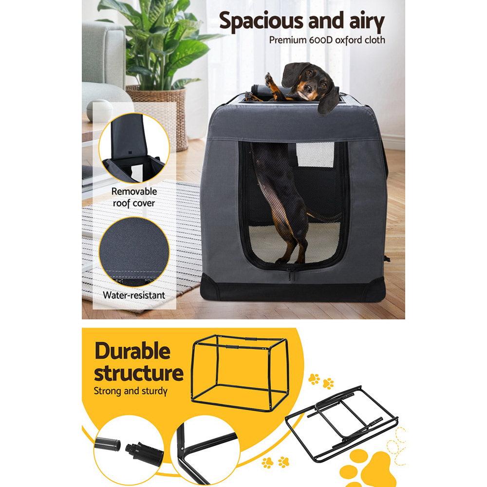i.Pet Pet Carrier Soft Crate Dog Cat Travel 82x58CM Portable Foldable Car XL - Harrogates