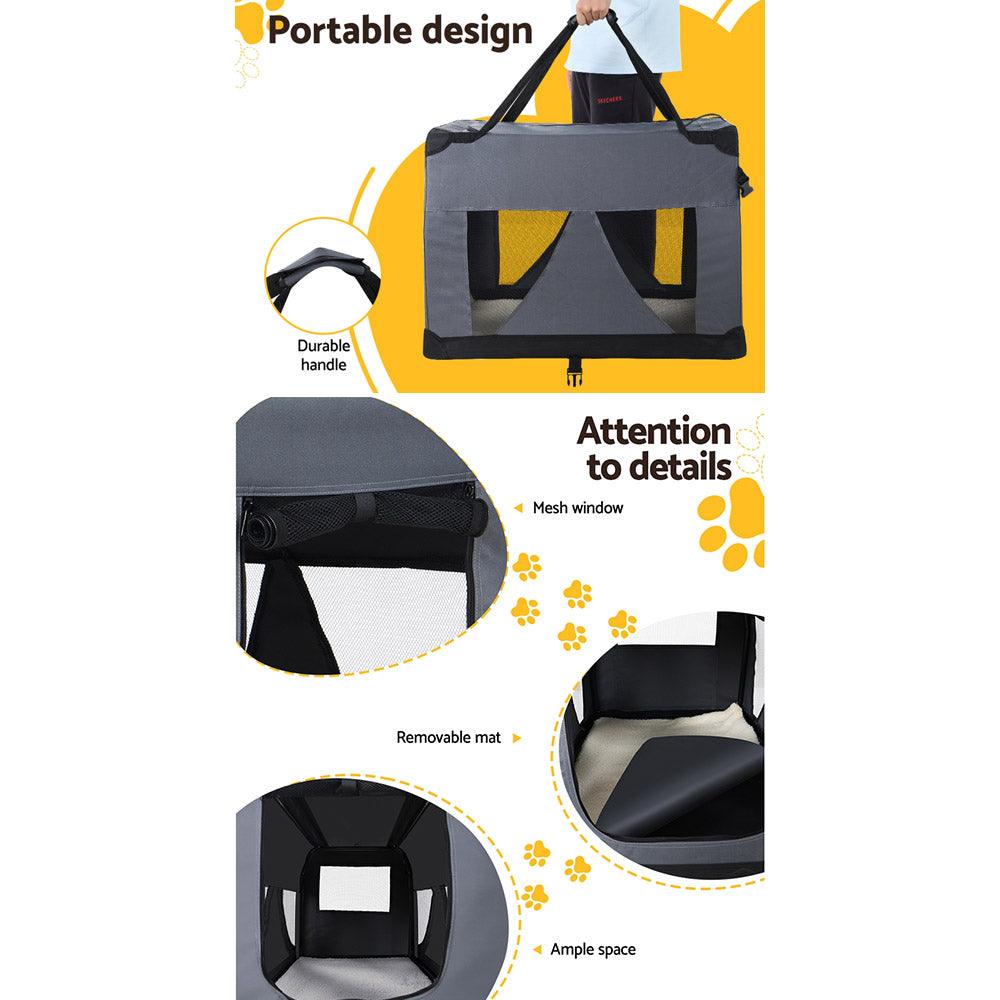 i.Pet Pet Carrier Soft Crate Dog Cat Travel 82x58CM Portable Foldable Car XL - Harrogates