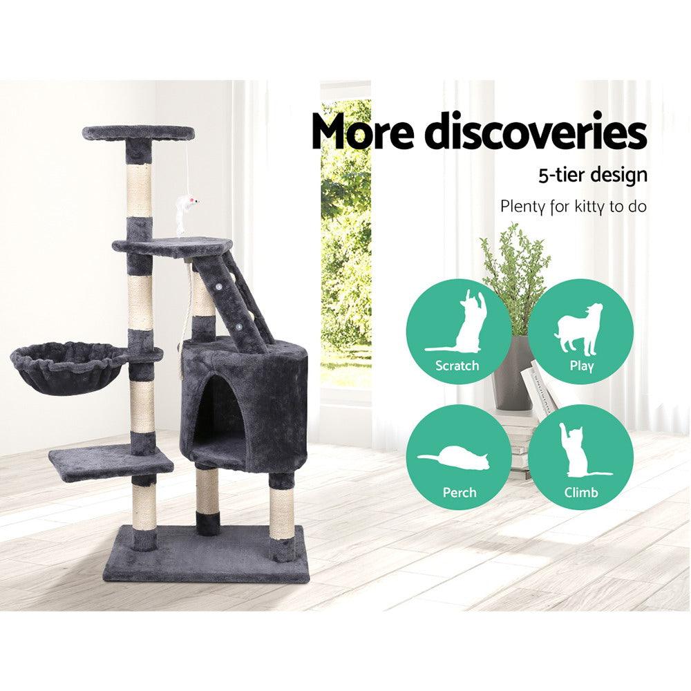 i.Pet Cat Tree 120cm Tower Scratching Post Scratcher Wood Condo House Bed Toys - Harrogates