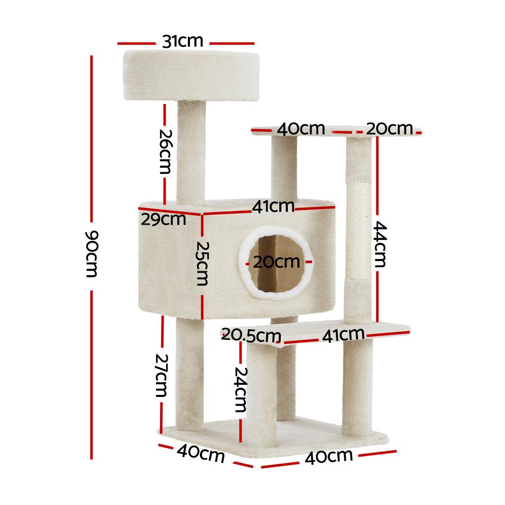 i.Pet Cat Tree 90cm Scratching Post Tower Scratcher Wood Condo House Bed Trees - Harrogates
