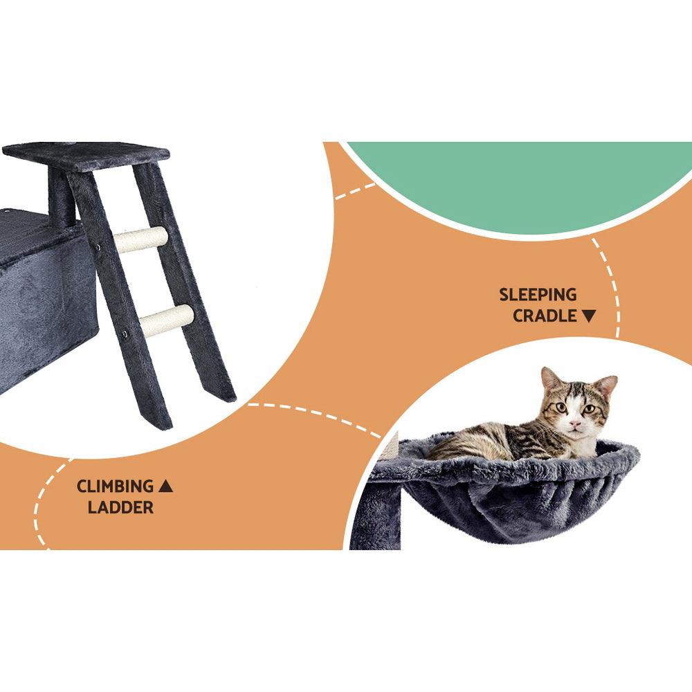 i.Pet Cat Tree Tower Scratching Post Scratcher 138cm Trees Condo House Grey - Harrogates