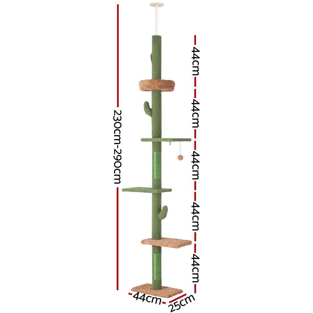 i.Pet Cat Tree Tower Scratching Post Scratcher Floor to Ceiling Cats Bed 290cm - Harrogates