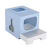 i.Pet Cat Litter Box Large Tray Kitty Toilet Enclosed Hooded Foldable Scoop Blue - Harrogates