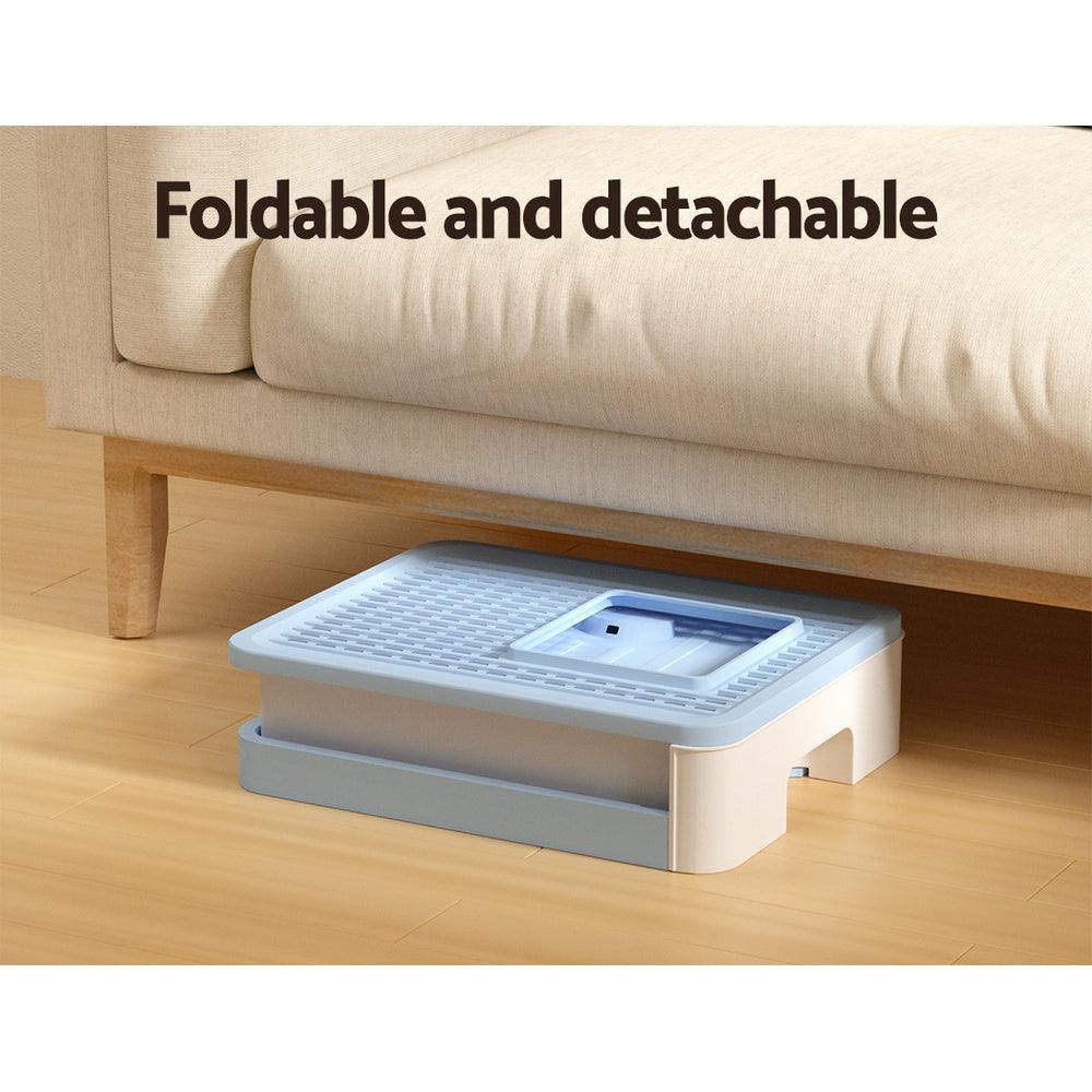 i.Pet Cat Litter Box Large Tray Kitty Toilet Enclosed Hooded Foldable Scoop Blue - Harrogates