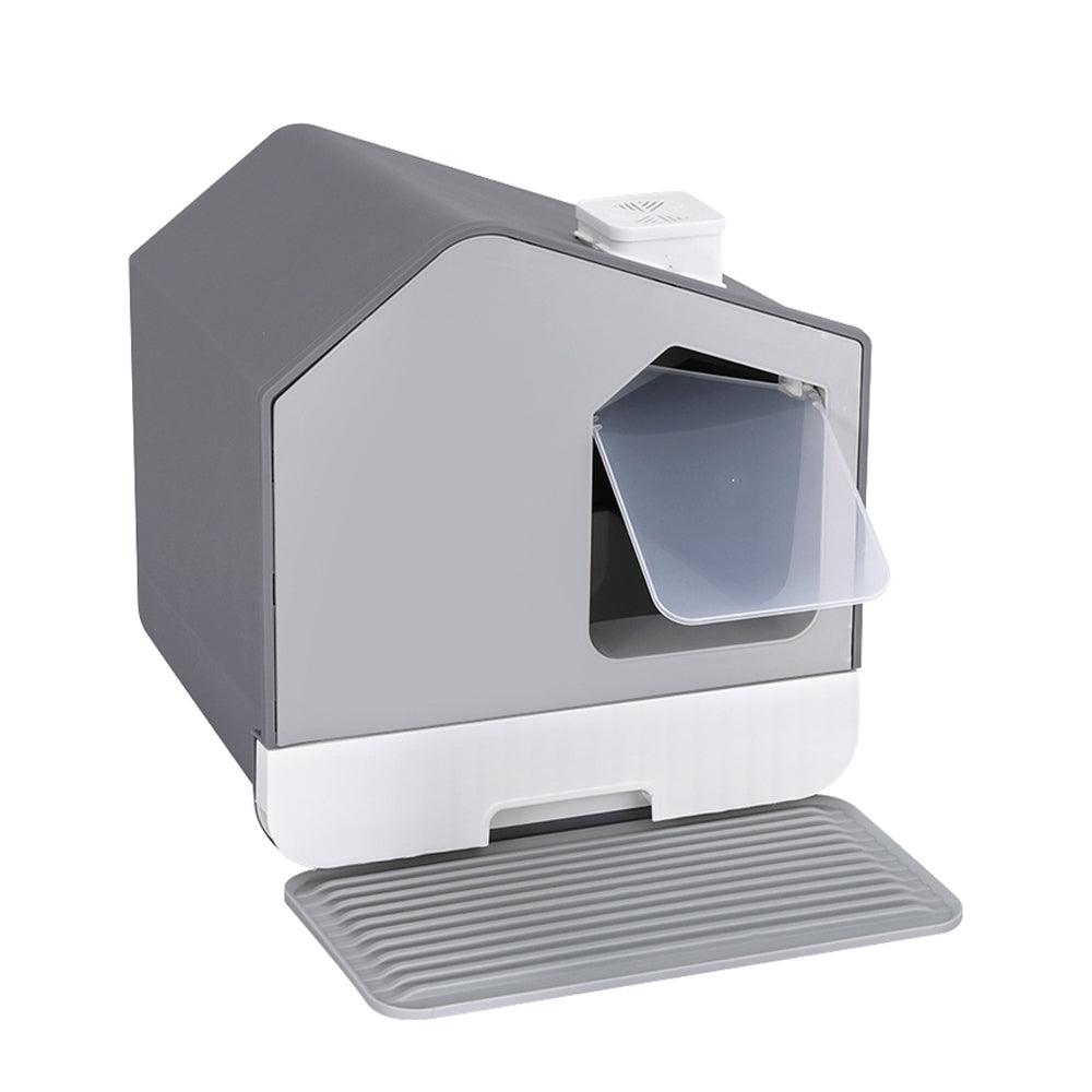 i.Pet Cat Litter Box Large Tray Kitty Toilet Fully Enclosed House Hooded Scoop Mat Grey - Harrogates