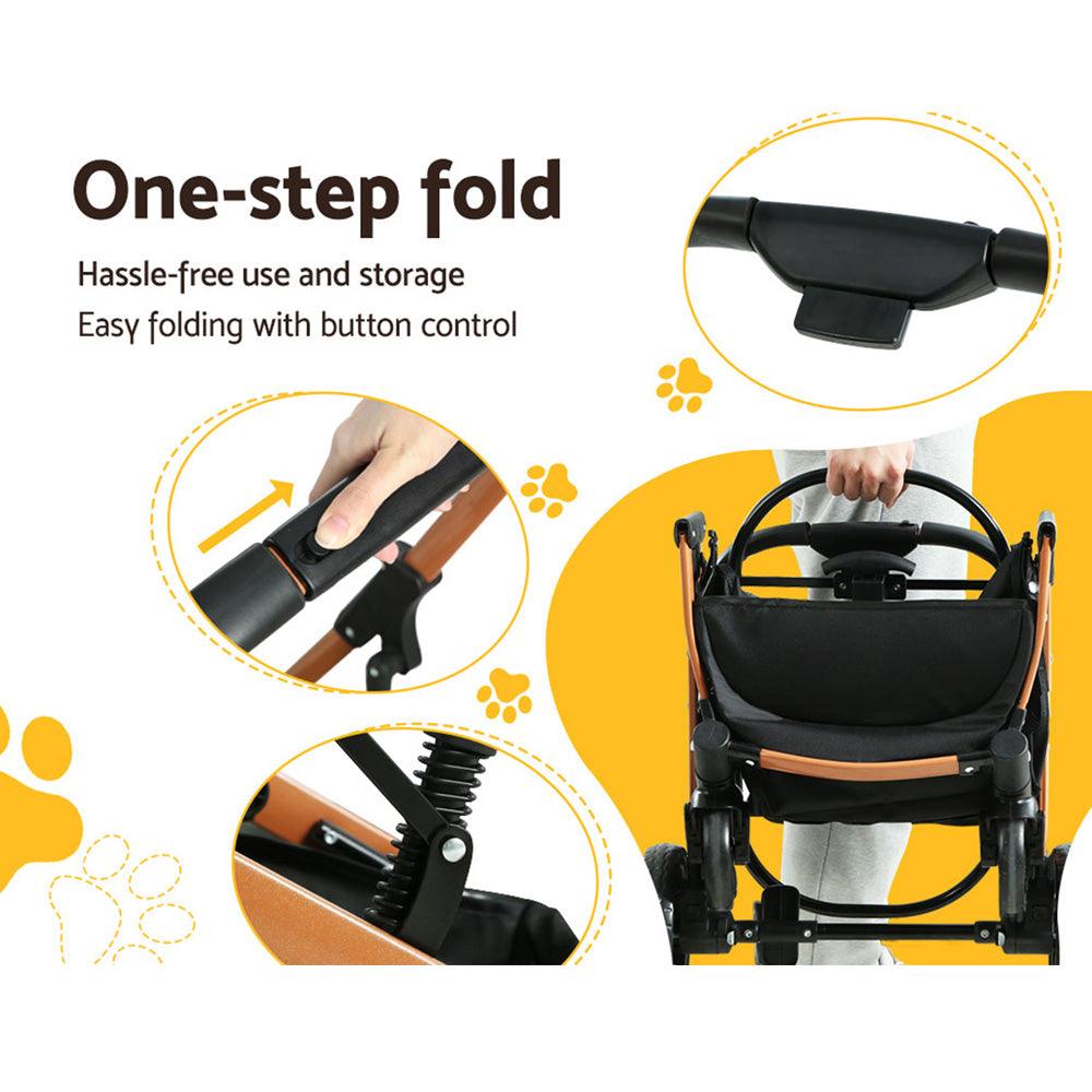 i.Pet Pet Stroller Dog Pram Large Cat Carrier Travel Foldable 4 Wheels Pushchair Double - Harrogates