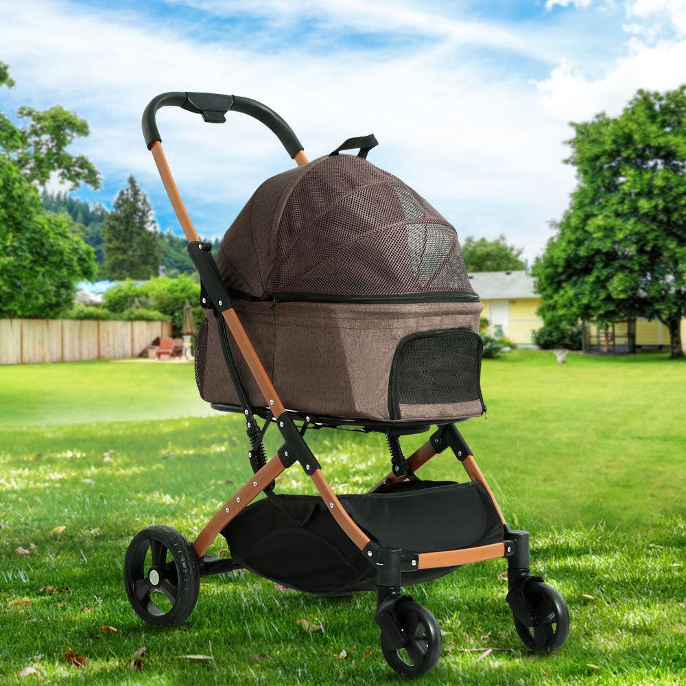 i.Pet Pet Stroller Dog Pram Large Cat Carrier Travel Foldable 4 Wheels Pushchair Double - Harrogates
