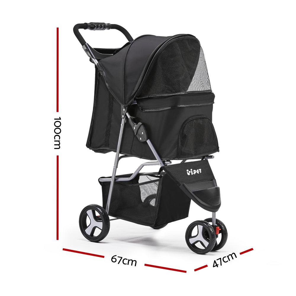 i.Pet Pet Stroller Dog Pram Cat Carrier Large Travel Pushchair Foldable 3 Wheels - Harrogates