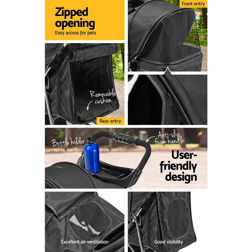 i.Pet Pet Stroller Dog Pram Cat Carrier Large Travel Pushchair Foldable 3 Wheels - Harrogates