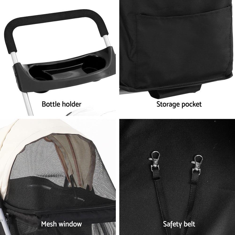 i.Pet Pet Stroller Pram Dog Cat Carrier Cage Large Travel Pushchair Foldable 4 Wheels - Harrogates