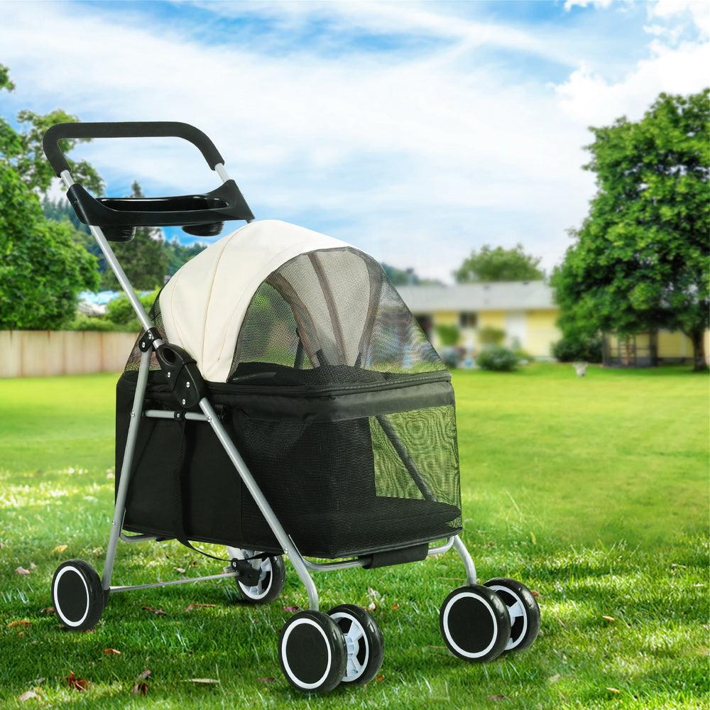 i.Pet Pet Stroller Pram Dog Cat Carrier Cage Large Travel Pushchair Foldable 4 Wheels - Harrogates