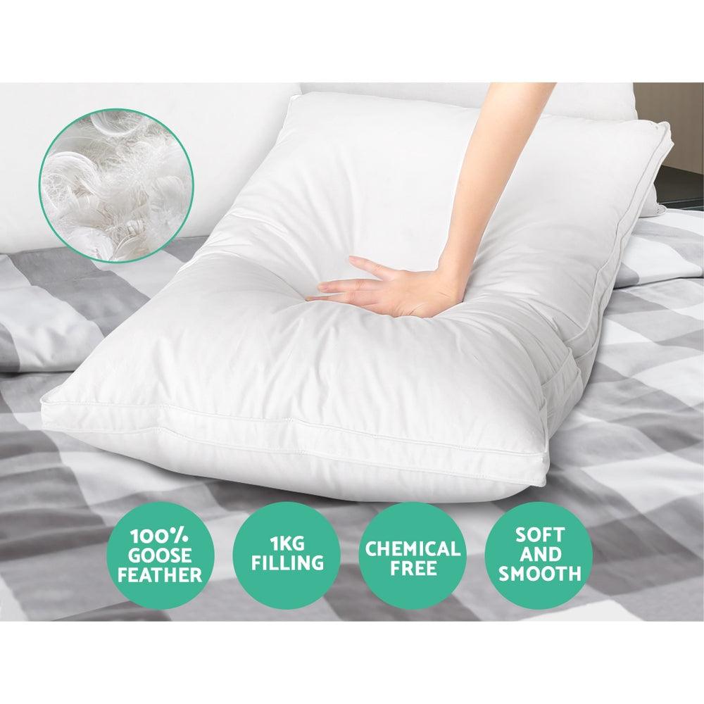 Giselle Bedding Goose Feather Down Pillow Luxury Twin Pack - Harrogates