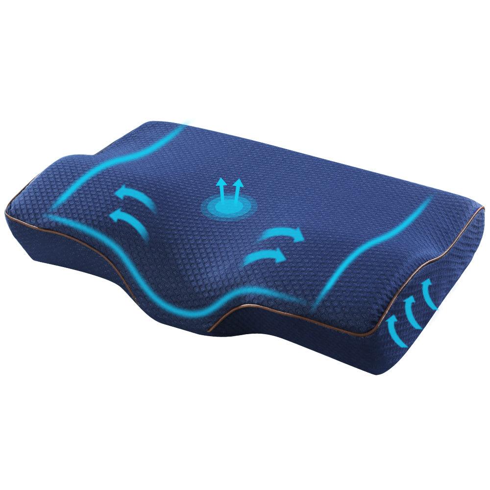 Giselle Bedding Memory Foam Contour Pillow Navy - Harrogates