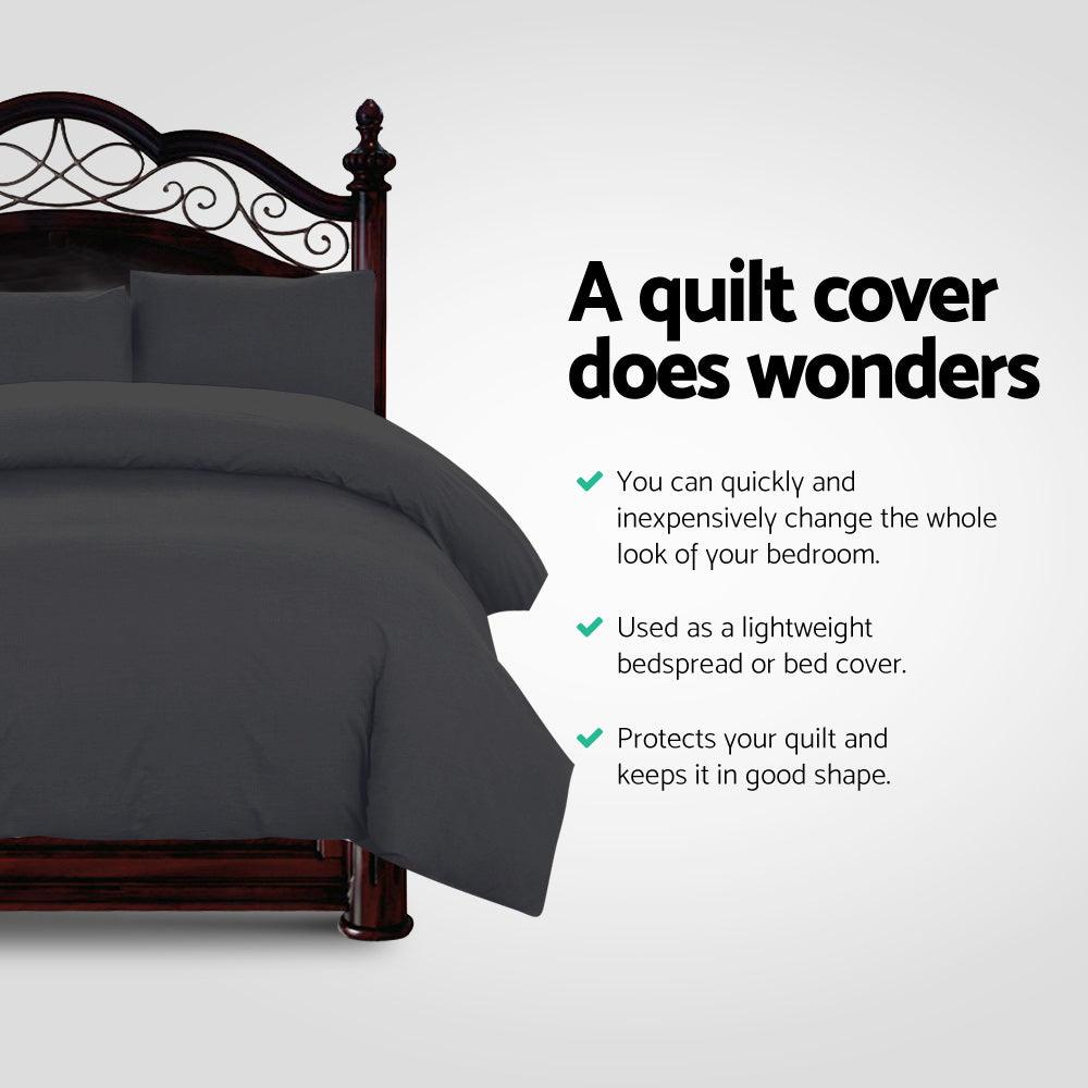 Giselle Bedding Quilt Cover Set Classic Black Super King - Harrogates