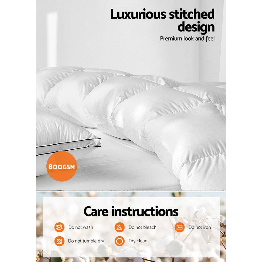 Giselle Bedding 800GSM Goose Down Feather Quilt Queen - Harrogates