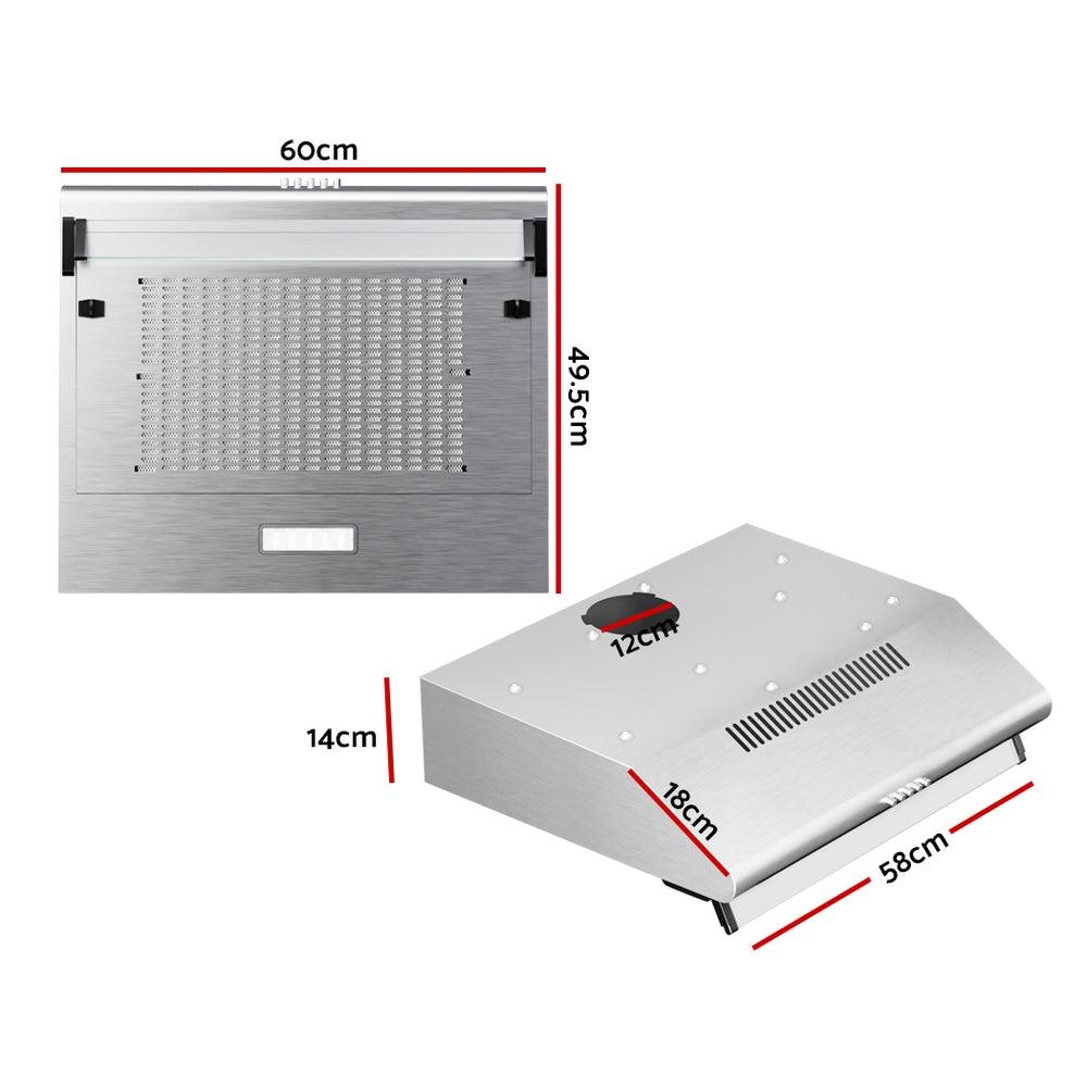 Devanti 600mm Range Hood 60cm Rangehood Kitchen Canopy LED Light Stainless Steel - Harrogates