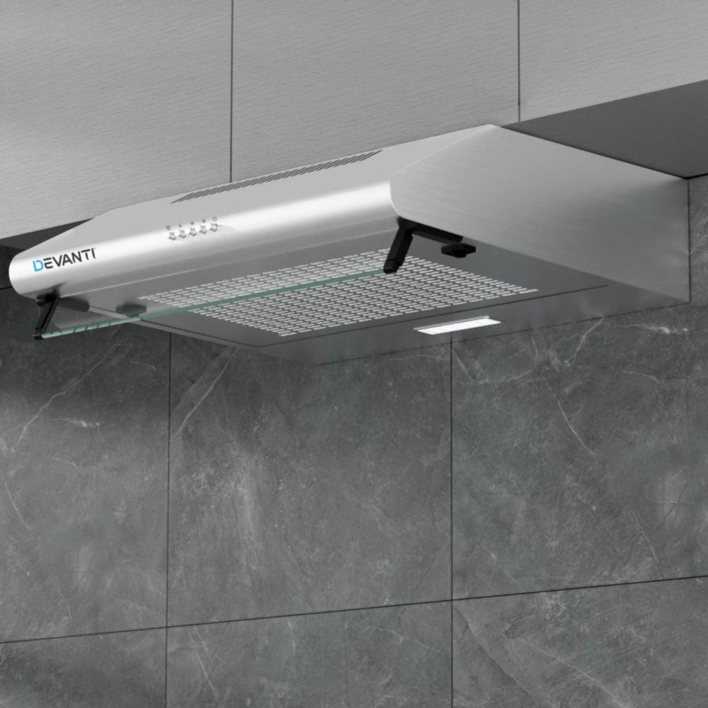 Devanti 600mm Range Hood 60cm Rangehood Kitchen Canopy LED Light Stainless Steel - Harrogates