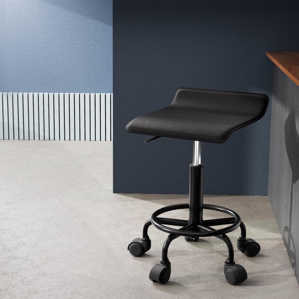 Artiss Salon Stool Square Swivel Chair Black - Harrogates