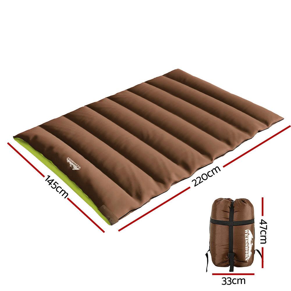 Weisshorn Sleeping Bag Double Bags Thermal Camping Hiking Tent Brown -5°C - Harrogates