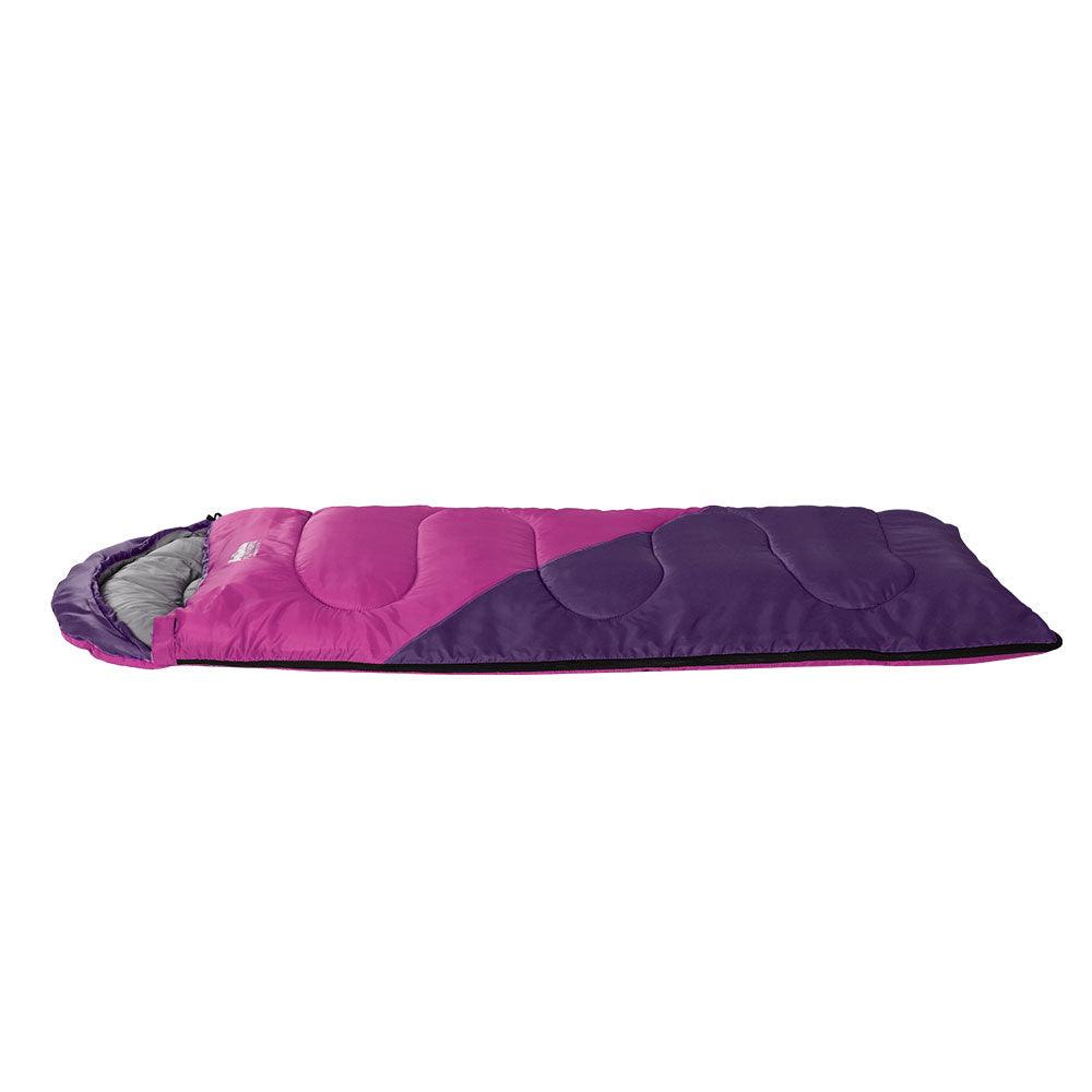 Weisshorn Sleeping Bag Kids Single 172cm Thermal Camping Hiking Pink - Harrogates