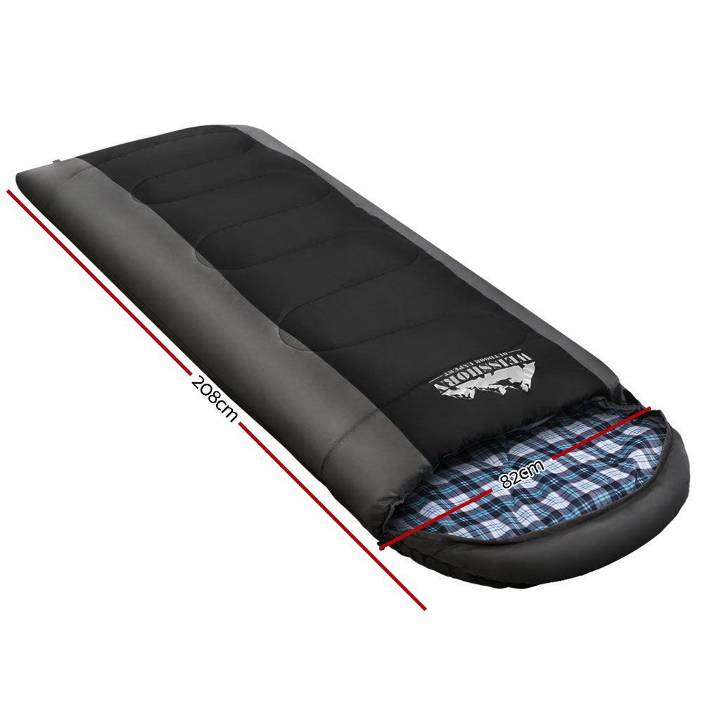 Weisshorn Sleeping Bag Single Thermal Camping Hiking Tent Black  -20°C - Harrogates