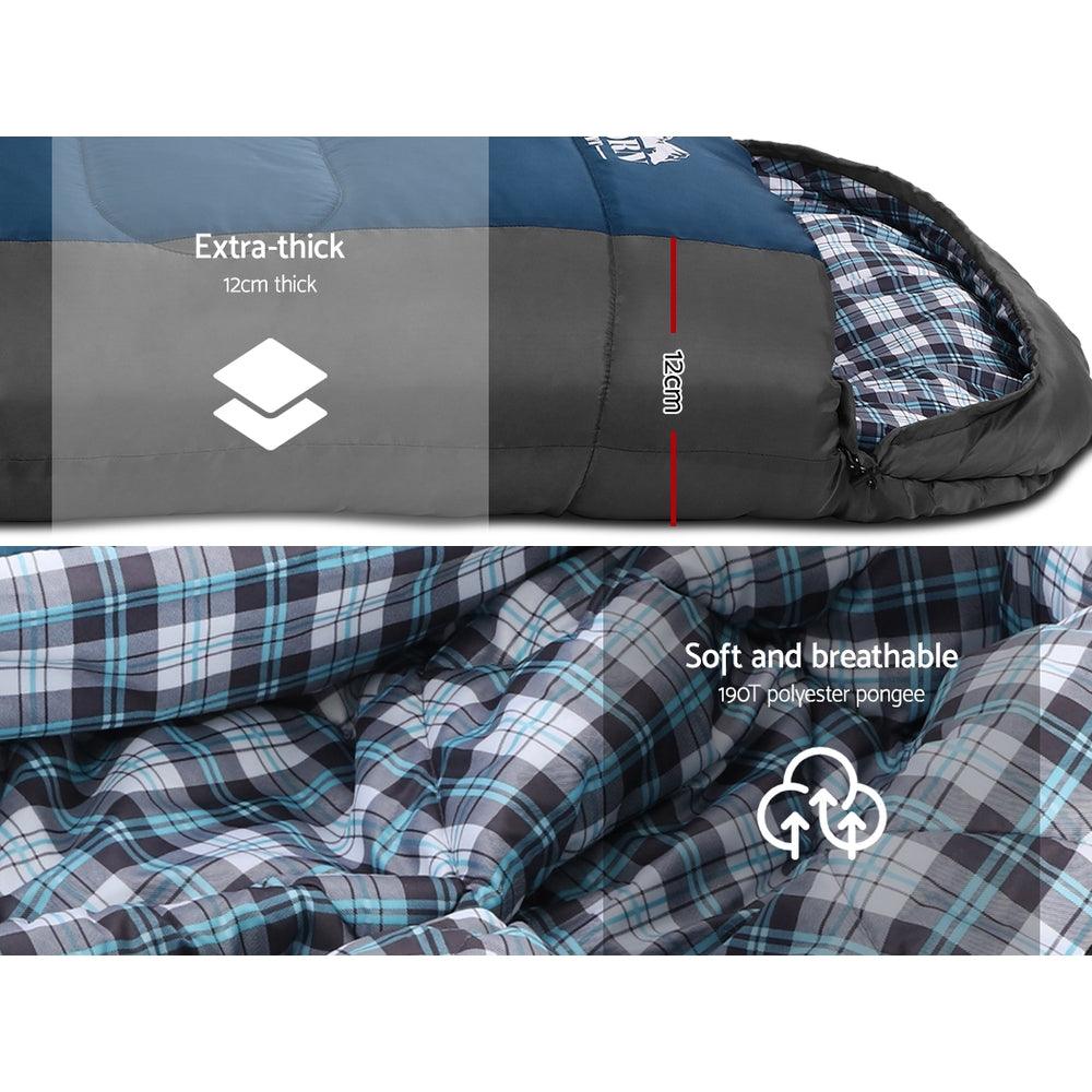 Weisshorn Sleeping Bag Single Thermal Camping Hiking Tent Blue -20°C - Harrogates