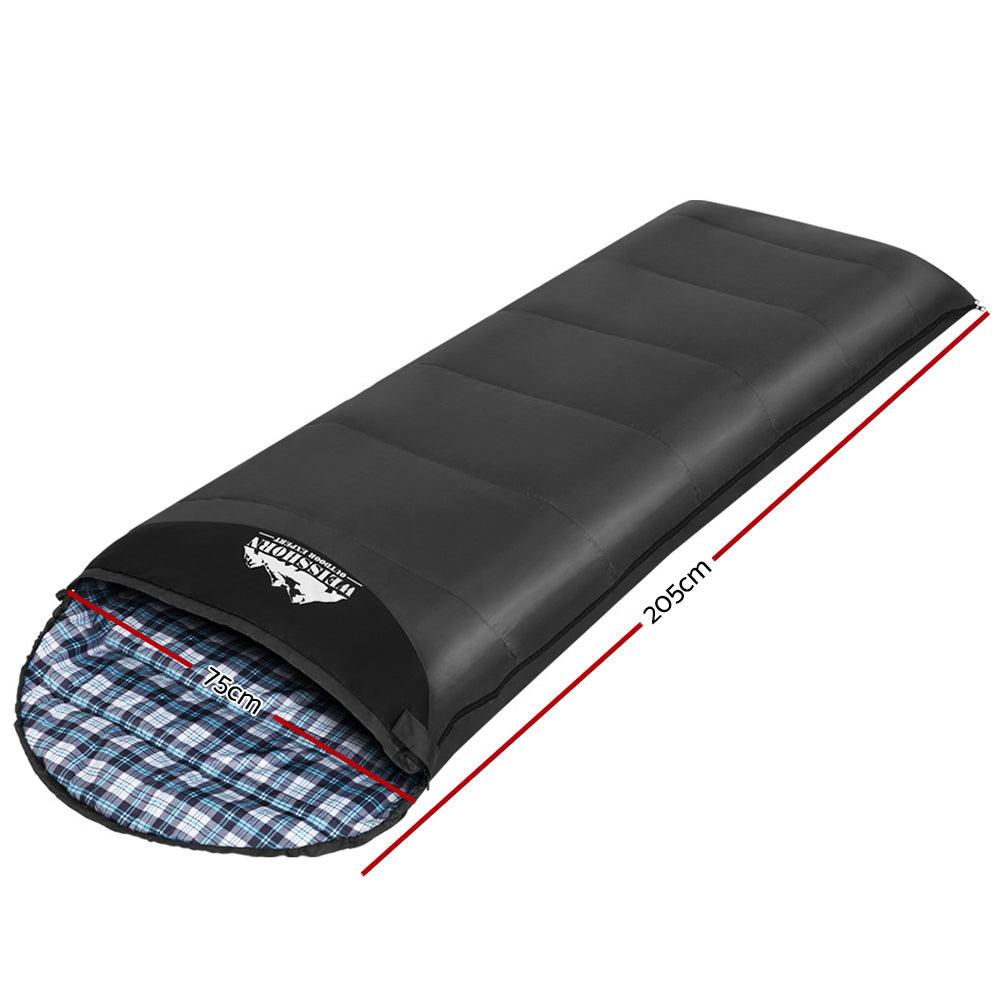 Weisshorn Sleeping Bag Single Thermal Camping Hiking Tent Grey 0&deg;C - Harrogates