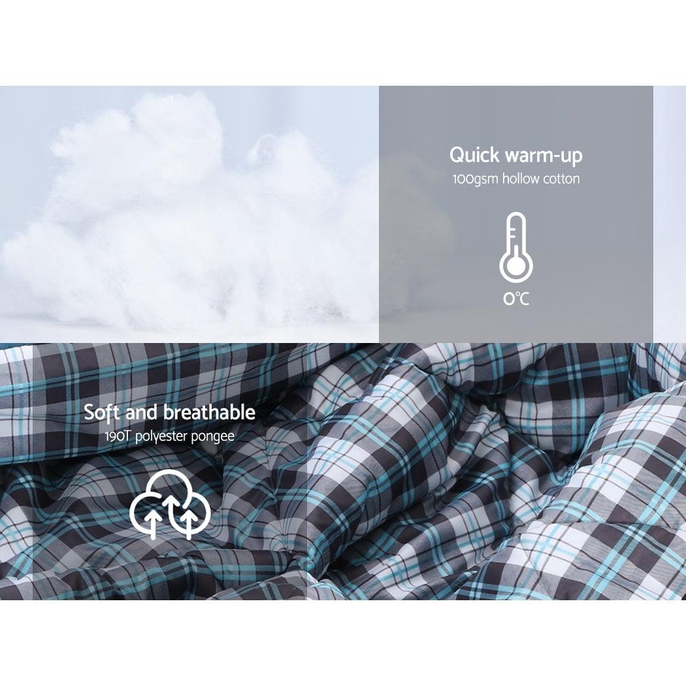 Weisshorn Sleeping Bag Single Thermal Camping Hiking Tent Grey 0&deg;C - Harrogates