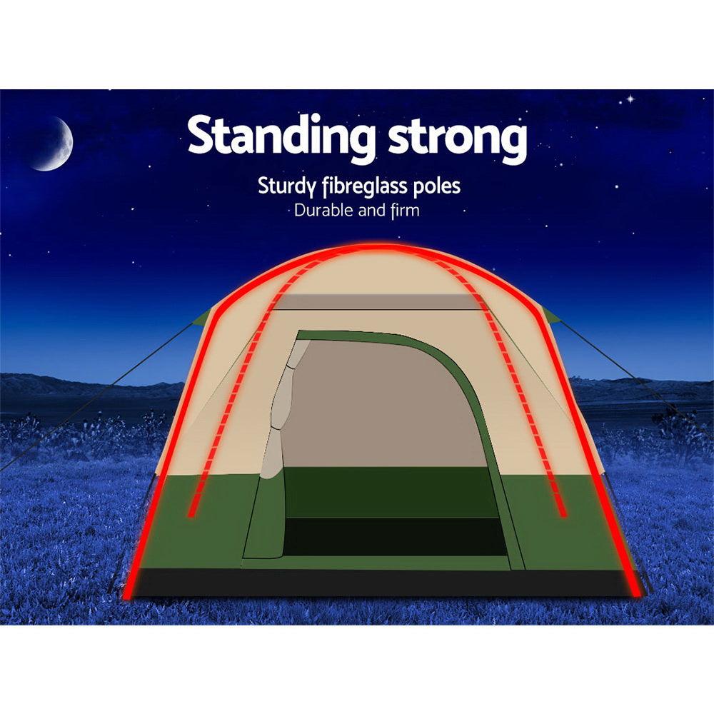 Weisshorn Family Camping Tent 4 Person Hiking Beach Tents Green - Harrogates