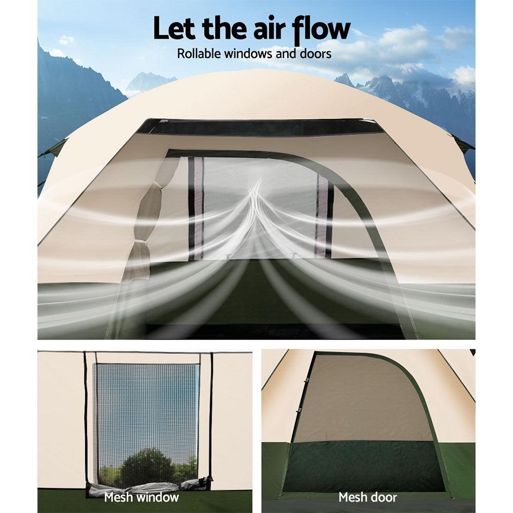 Weisshorn Family Camping Tent 4 Person Hiking Beach Tents Green - Harrogates