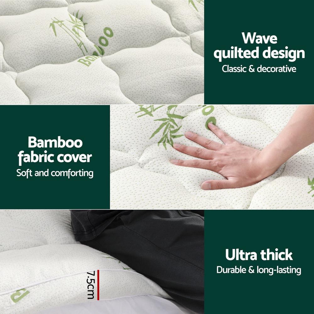 Giselle Bedding Mattress Topper Pillowtop Bamboo 7.5cm Single - Harrogates