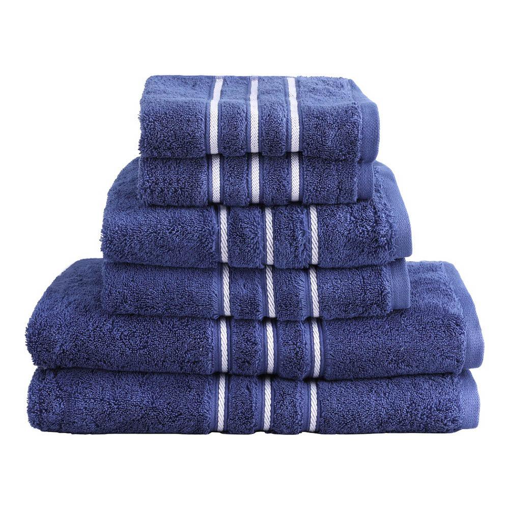 6 Pack Bath Towels Set Cotton Towel Navy - Harrogates