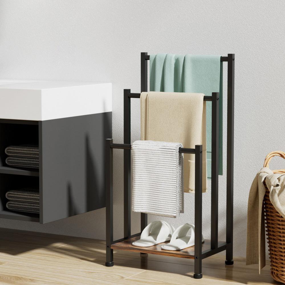 3 Tier Towel Rack Rail Freestanding Holder Bathroom Organizer Laundry Drying Bar - Harrogates