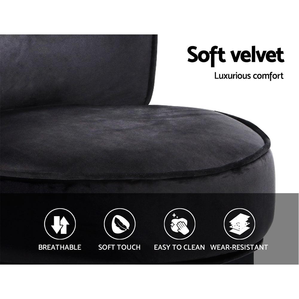 Artiss Vanity Stool Velvet Black Abella - Harrogates