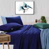 Elan Linen 100% Egyptian Cotton Vintage Washed 500TC Navy Blue 50 cm Deep Mega Queen Bed Sheets Set - Harrogates