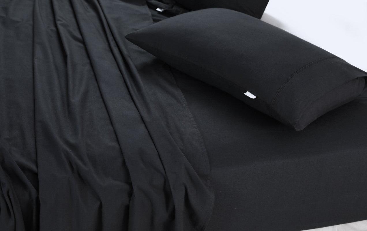 Elan Linen 100% Egyptian Cotton Vintage Washed 500TC Charcoal Queen Bed Sheets Set - Harrogates