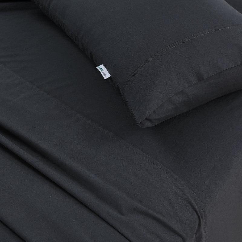 Elan Linen 100% Egyptian Cotton Vintage Washed 500TC Charcoal Queen Bed Sheets Set - Harrogates