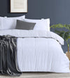 Elan Linen 100% Egyptian Cotton Vintage Washed 500TC White Queen Quilt Cover Set - Harrogates