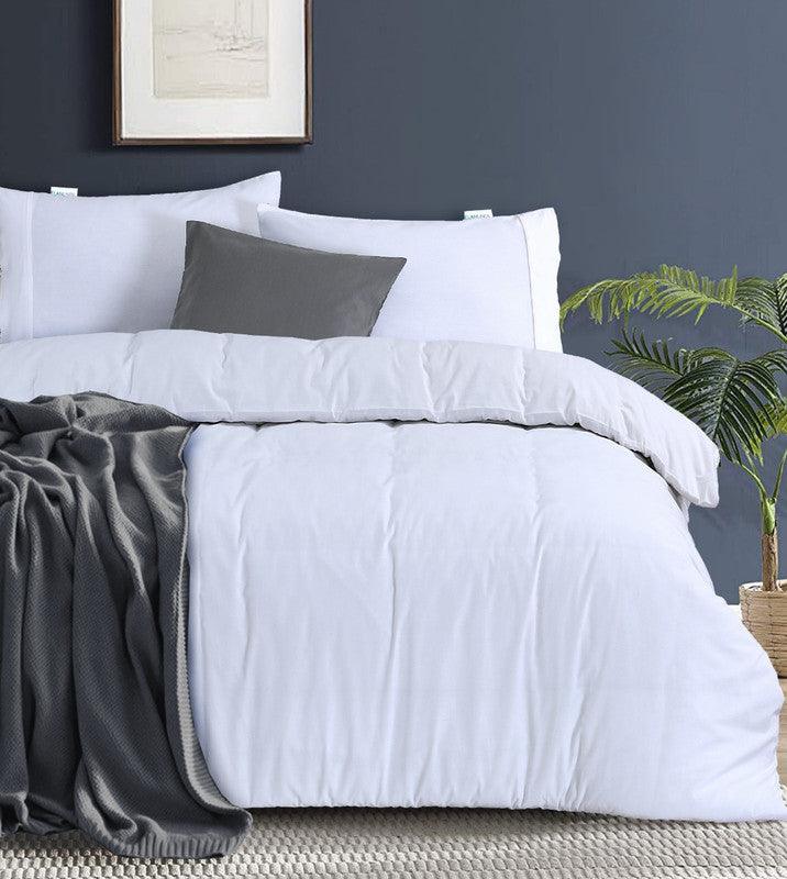 Elan Linen 100% Egyptian Cotton Vintage Washed 500TC White Queen Quilt Cover Set - Harrogates