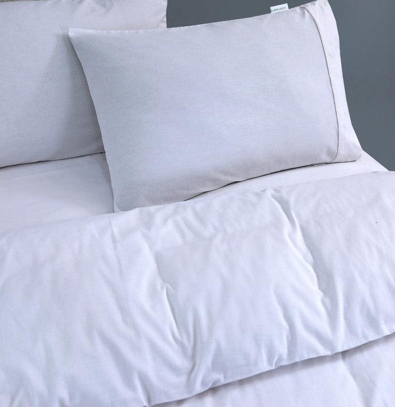Elan Linen 100% Egyptian Cotton Vintage Washed 500TC White Queen Quilt Cover Set - Harrogates
