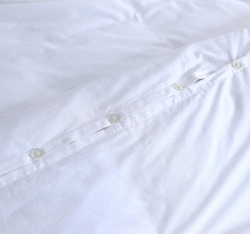 Elan Linen 100% Egyptian Cotton Vintage Washed 500TC White Queen Quilt Cover Set - Harrogates