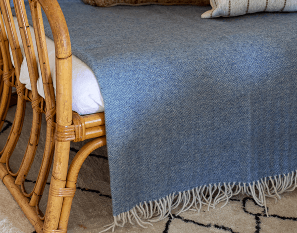 Hampton Throw - Merino Wool Blend - Blue - Harrogates