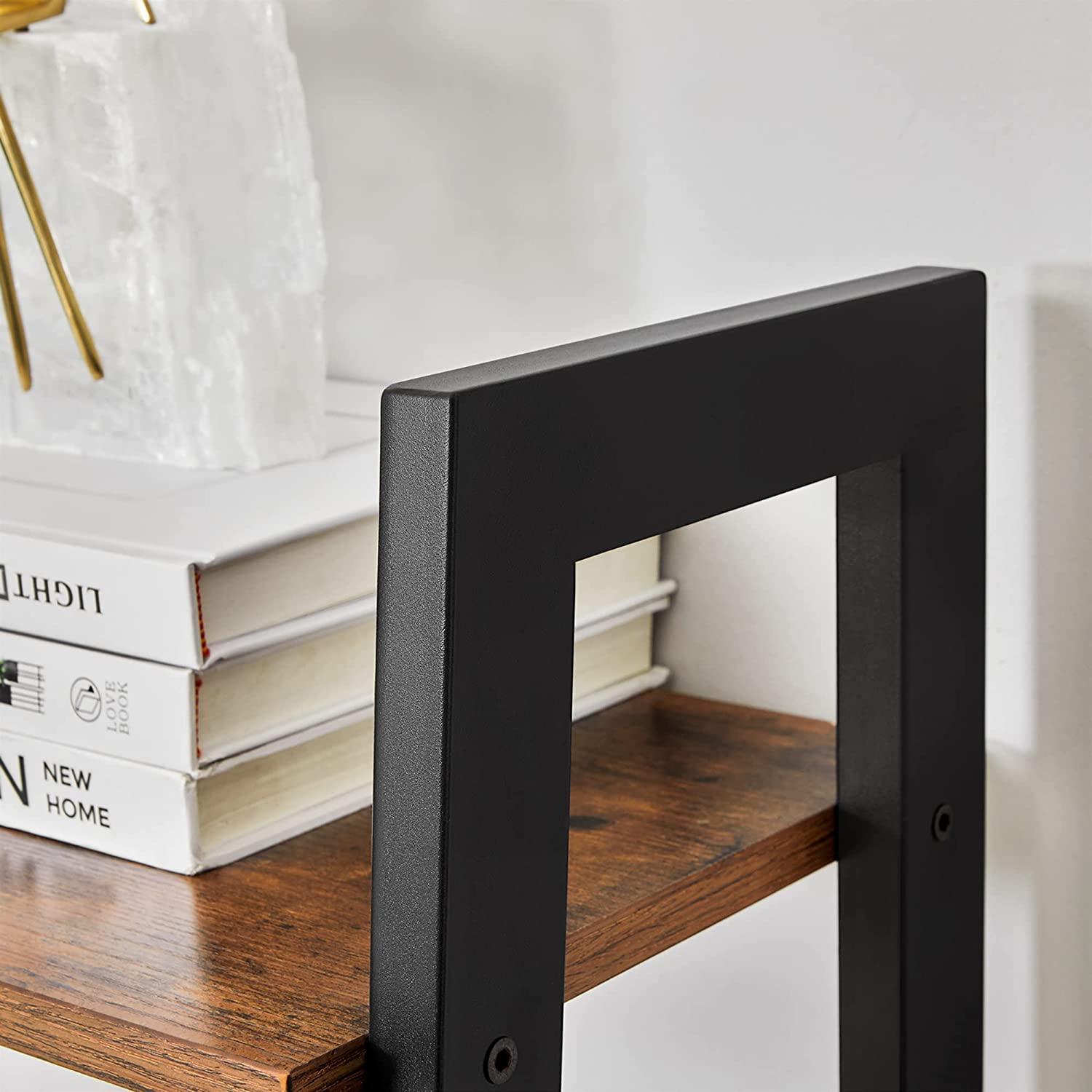 Rustic brown and black steel Metal Frame 4 Tier bookshelf - Harrogates