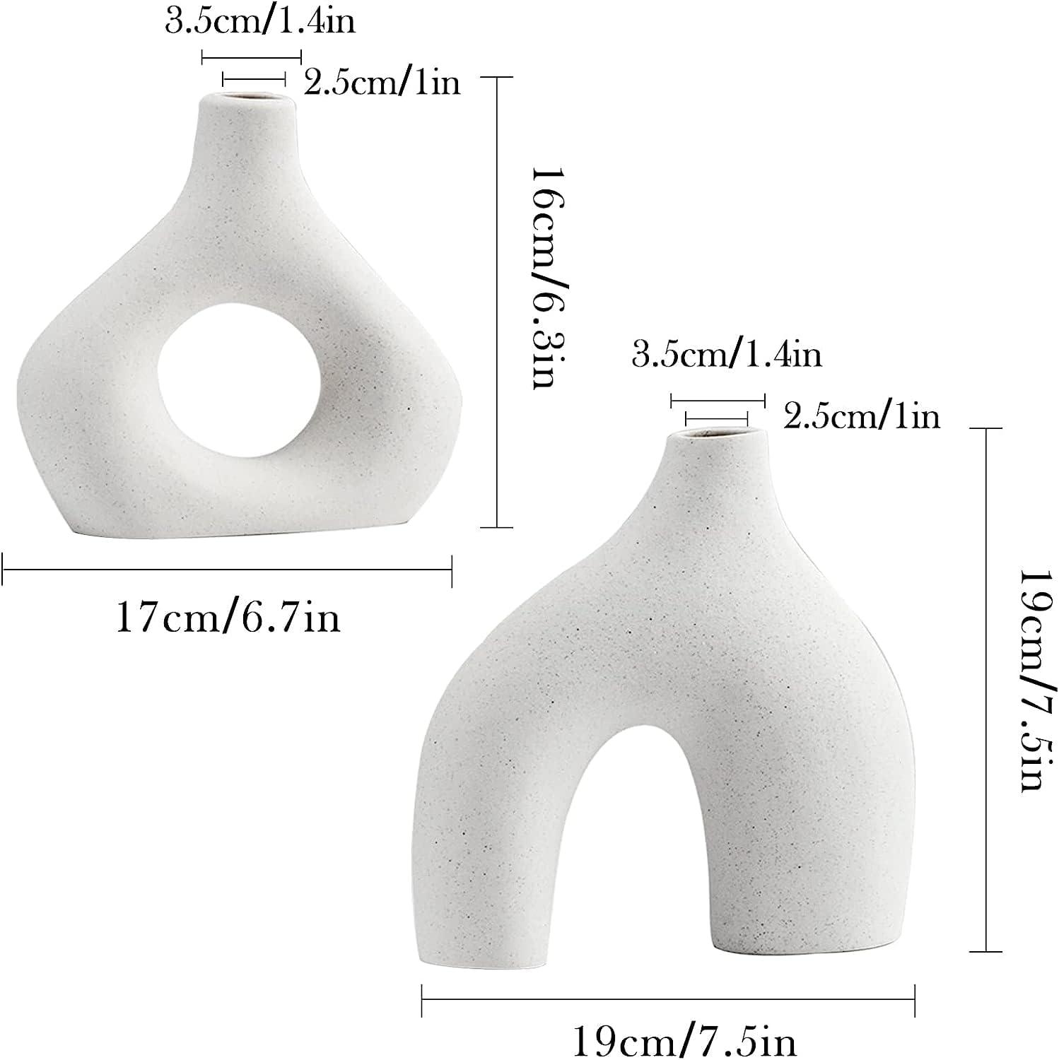 Ceramic Set of 2 Modern White Vases for Home Decor - Harrogates