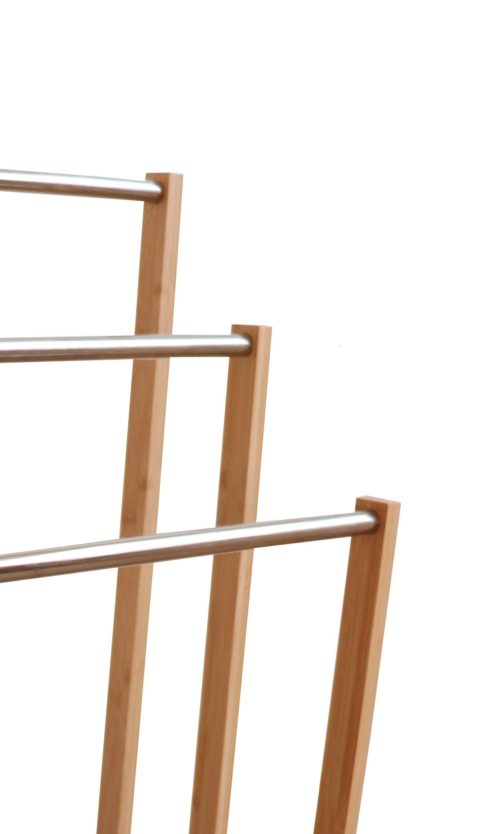 Bamboo Towel Bar Metal Holder Rack 3-Tier Freestanding for Bathroom and Bedroom - Harrogates