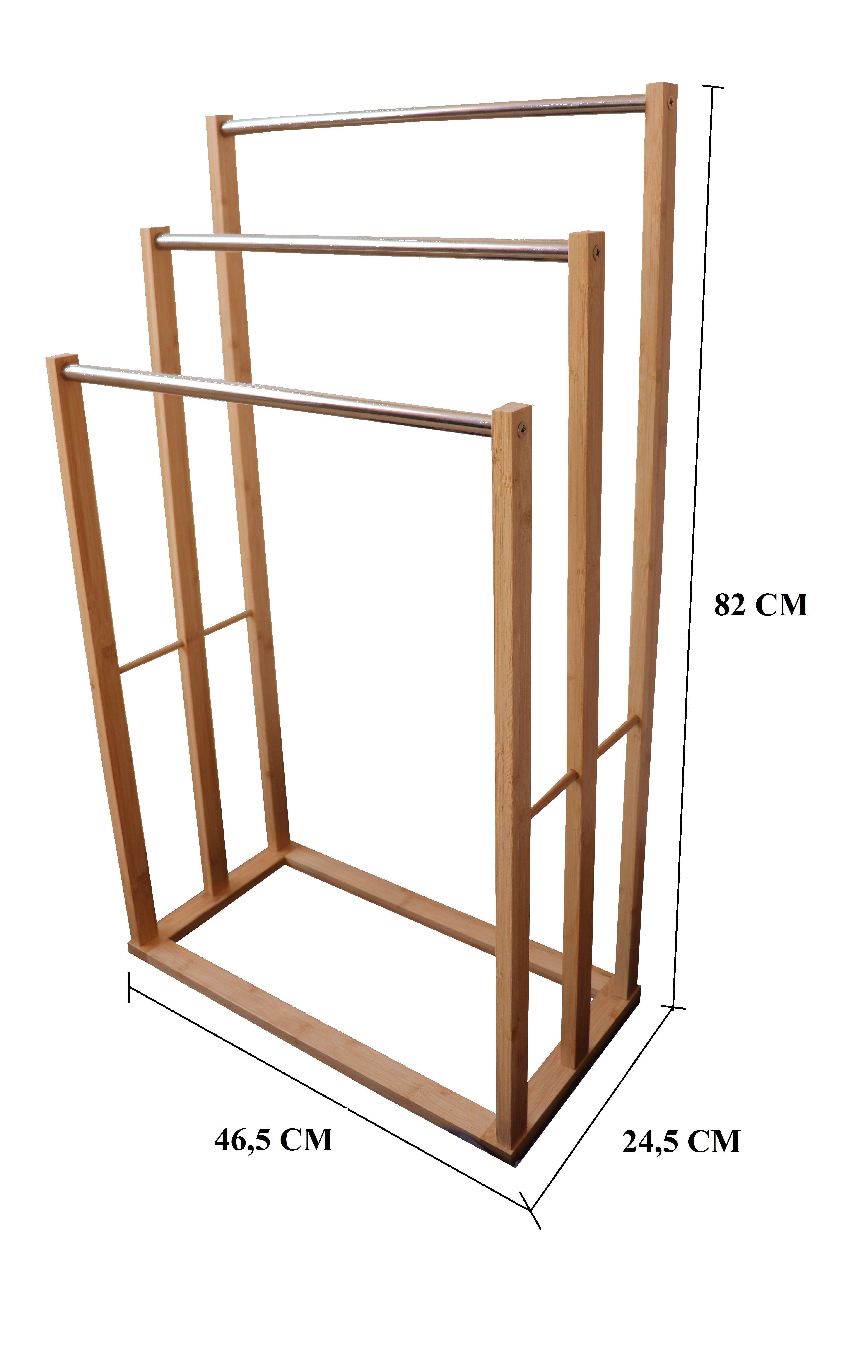 Bamboo Towel Bar Metal Holder Rack 3-Tier Freestanding for Bathroom and Bedroom - Harrogates
